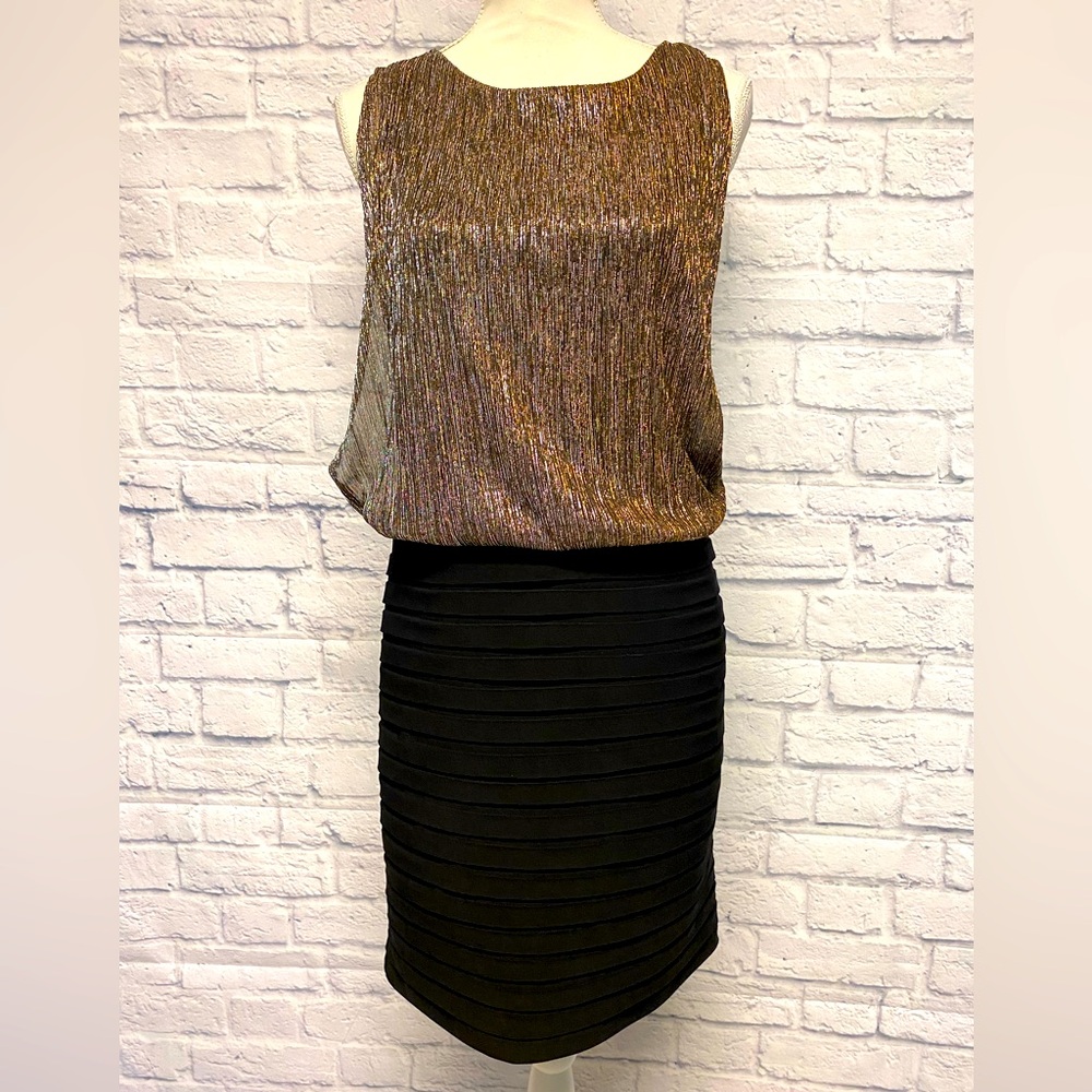 Scarlett Black and Gold Shimmering Cocktail Dress Size 6